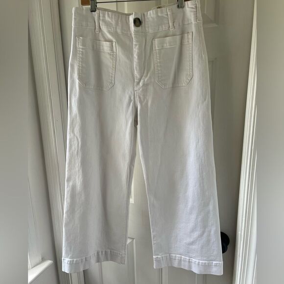 Maeve The Colette White Wide Leg Cropped Jeans 32 - Picture 1 of 4